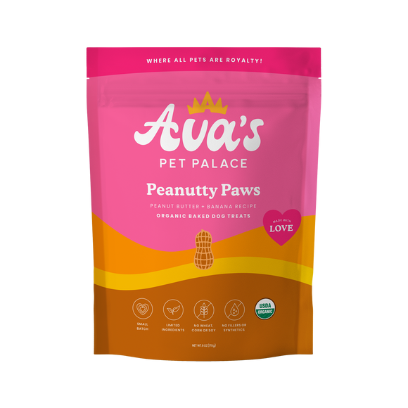 Ava's Pet Palace Organic Baked Dog Treats - Peanutty Paws