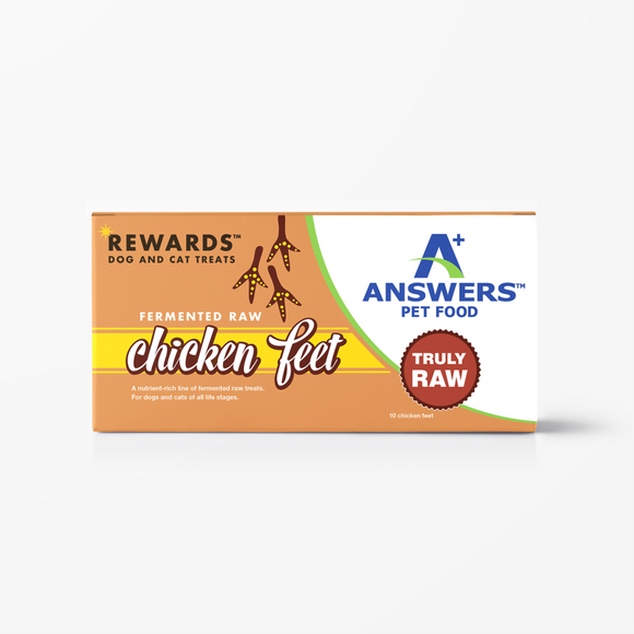 Answers Rewards Fermented Raw Organic Chicken Feet Dog and Cat Treats