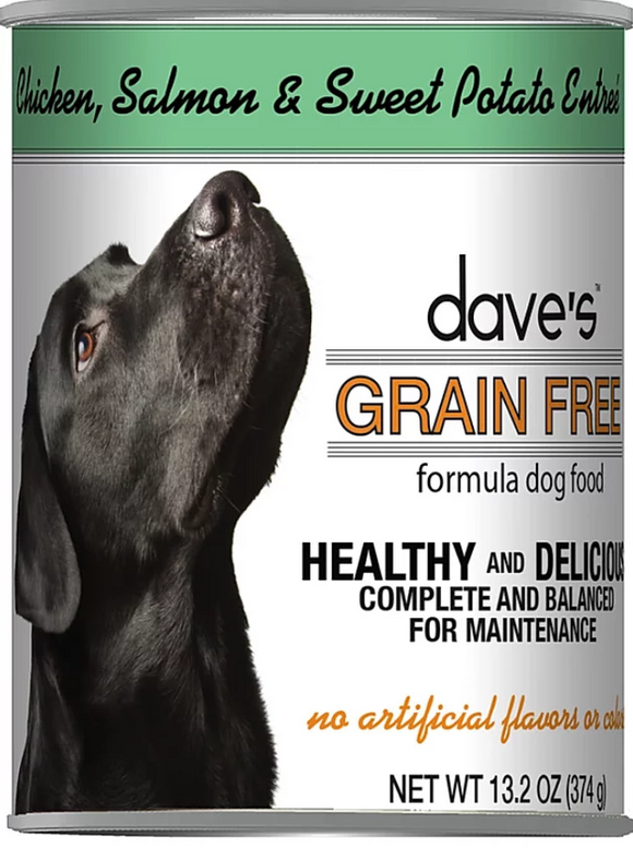 Dave’s Grain Free Chicken, Salmon & Sweet Potato Entrée Canned Dog Food